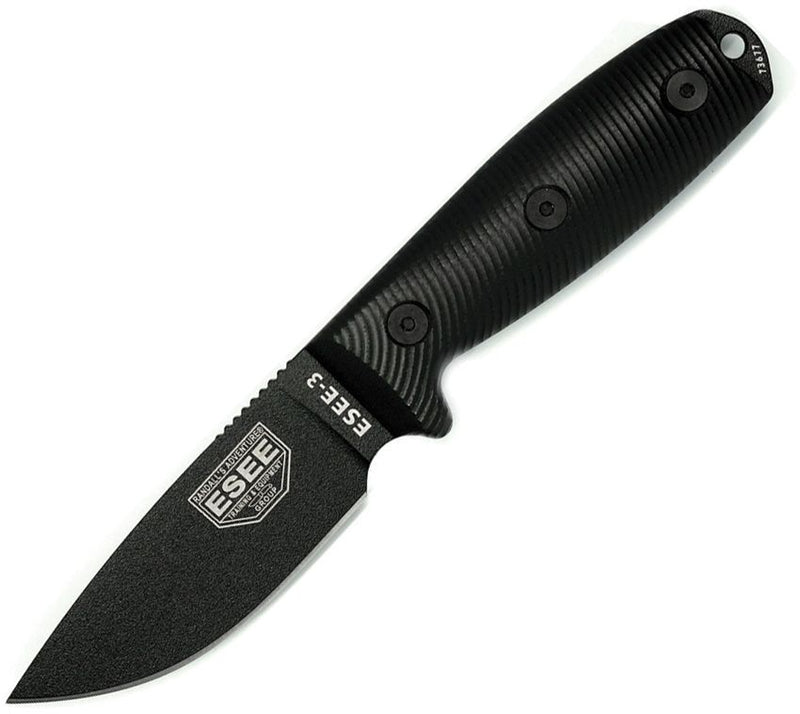 ESEE Model 3 3D Fixed Blade Black Fixed Blade Knife [3PMB-001]