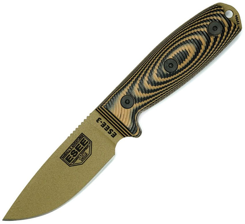 ESEE Model 3 3D Fixed Blade Coyote Fixed Blade Knife [3PMDE-005]