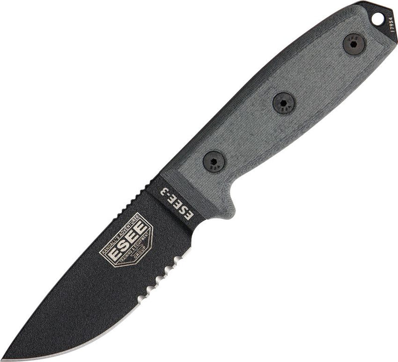 ESEE Model 3 Part Serrated Fixed Blade Knife [ESEE-3S-B]