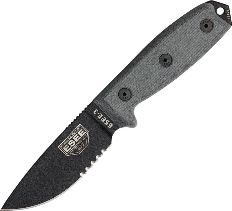 ESEE Model 3 Part Serrated Fixed Blade Knife [ESEE-3S-MB-B]