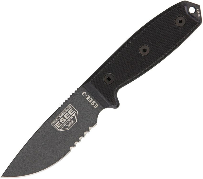 ESEE Model 3 Serrated Tactical Outdoor Tool [ESEE-3S-TG-B]