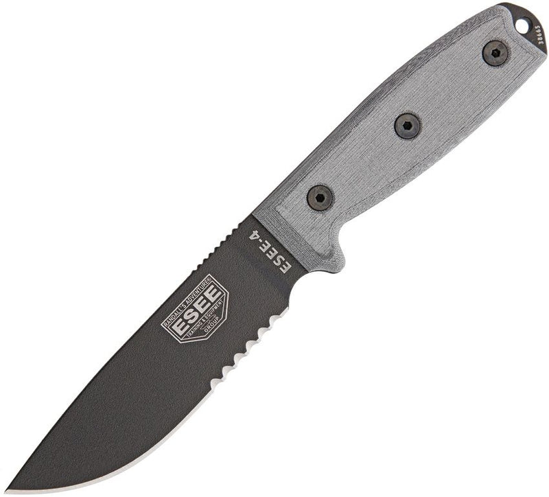 ESEE Model 4 Stainless Serrated Fixed Blade Knife [ESEE-4S-MB-B]