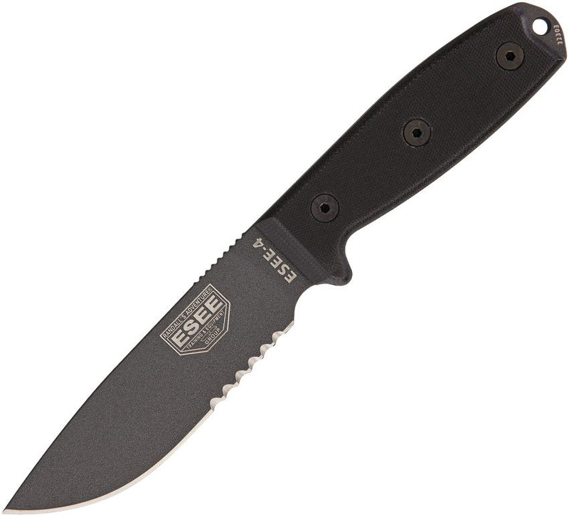 ESEE Model 4 Serrated Tactical Fixed Blade Knife [ESEE-4S-TG-B]