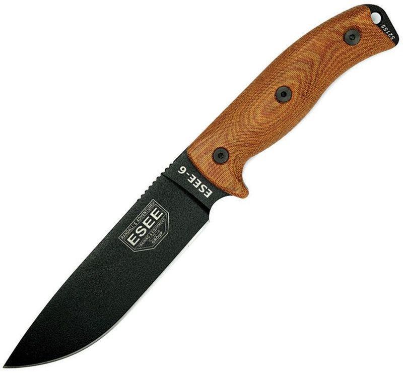 ESEE Model 6 Black Natural Fixed Blade Knife [6PB-011]