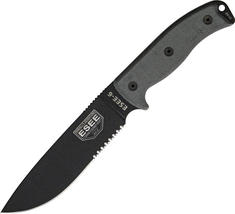 ESEE Model 6 Part Serrated Fixed Blade Knife [ESEE-6S-B]