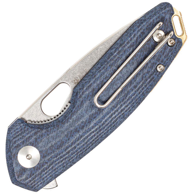 GiantMouse Tribeca Liner Lock Denim Micarta Folding Knife — CPM MagnaCut / Blue [GM11392] — product view 2