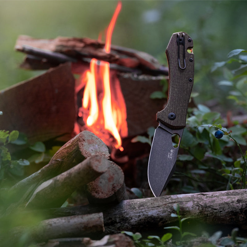 GiantMouse ACE Atelier Liner Lock Burlap Folding Knife — Elmax [GM12092] — product view 4