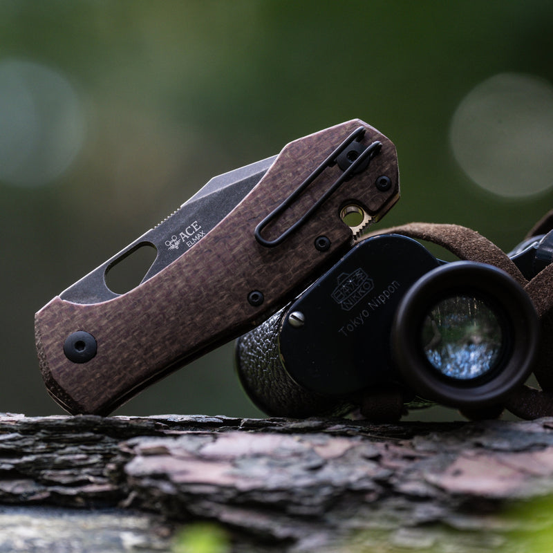 GiantMouse ACE Atelier Liner Lock Burlap Folding Knife — Elmax [GM12092] — product view 5