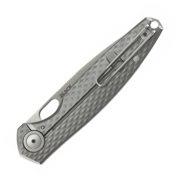 GiantMouse ACE REO Frame Lock Titanium Folding Knife — CPM MagnaCut / Gray [GM12153] — product view 2
