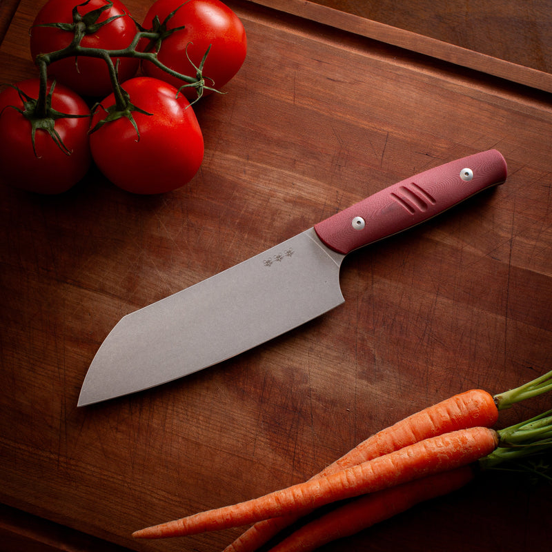 GiantMouse Santoku Red G10 Knife — Nitro B [GM12894] — product view 3