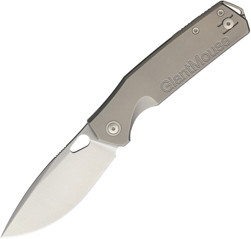 GiantMouse Ace Zoobie Frame Lock Titanium Elmax Folding Knife / Gray [GM13570] — product view 1