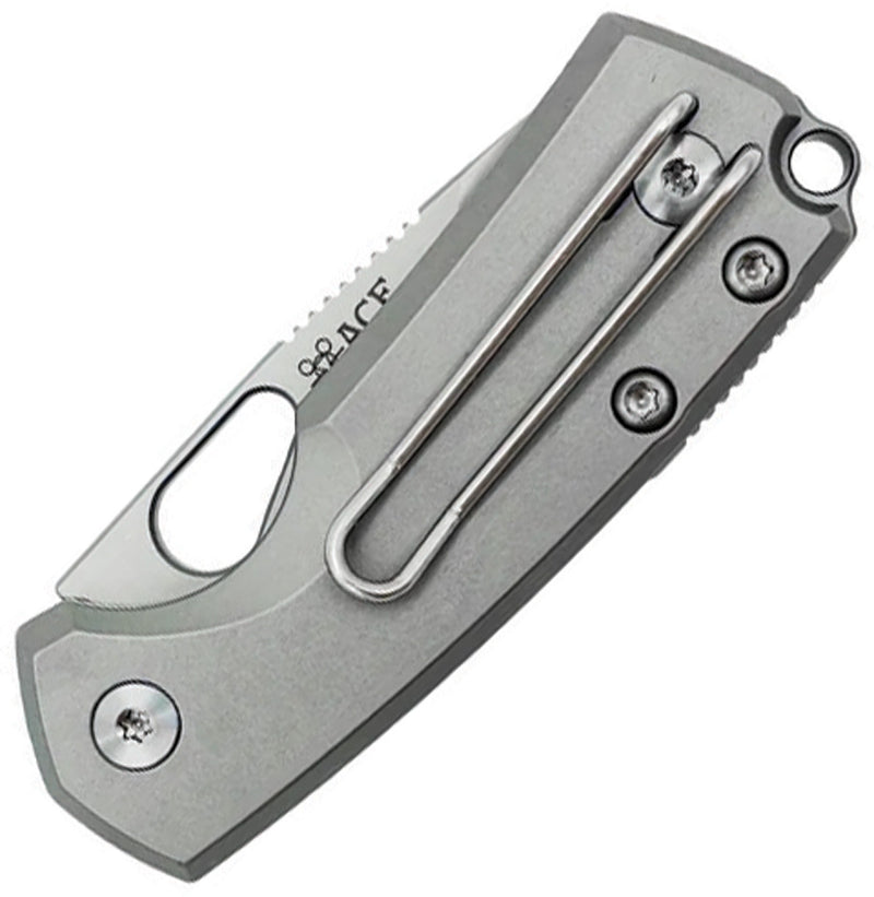 GiantMouse Tipsy Button Lock Titanium Folding Knife — Elmax / Gray [GM13617] — product view 2