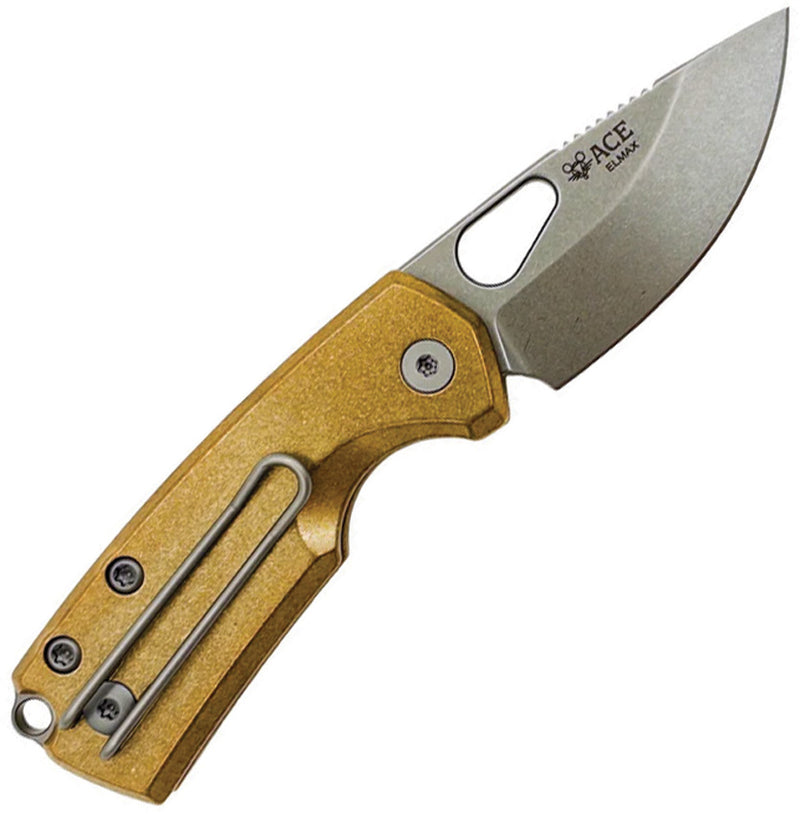 GiantMouse Tipsy Button Lock Brass Folding Knife — Elmax [GM13631] — product view 3