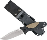 Hogue EX-F02 Black polymer with Flat Dark Earth OverMolded rubber insert (4.5" Tumbled 154CM) Fixed Blade Knife [35273] - product view 2