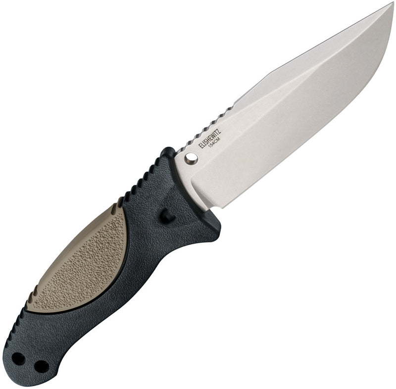 Hogue EX-F02 Black polymer with Flat Dark Earth OverMolded rubber insert (4.5" Tumbled 154CM) Fixed Blade Knife [35273] - product view 3