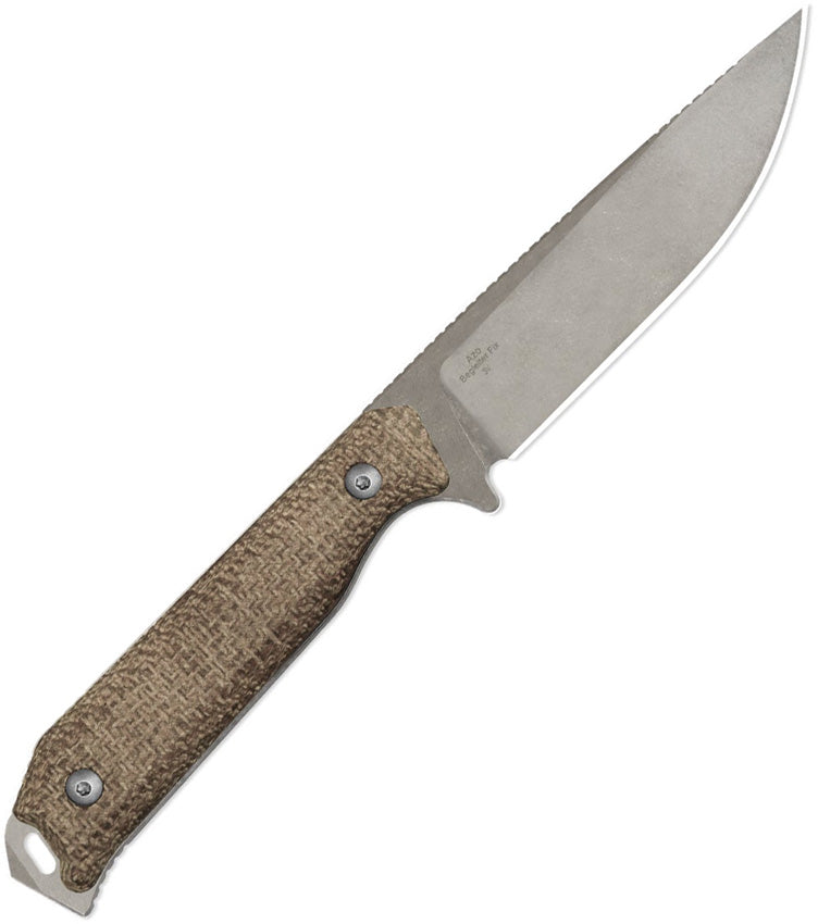 Kizer Begleiter Fix Brown Burlap Micarta (3.78" Gray Stonewashed 3V) Fixed Blade Knife [1045MD1] - product view 3
