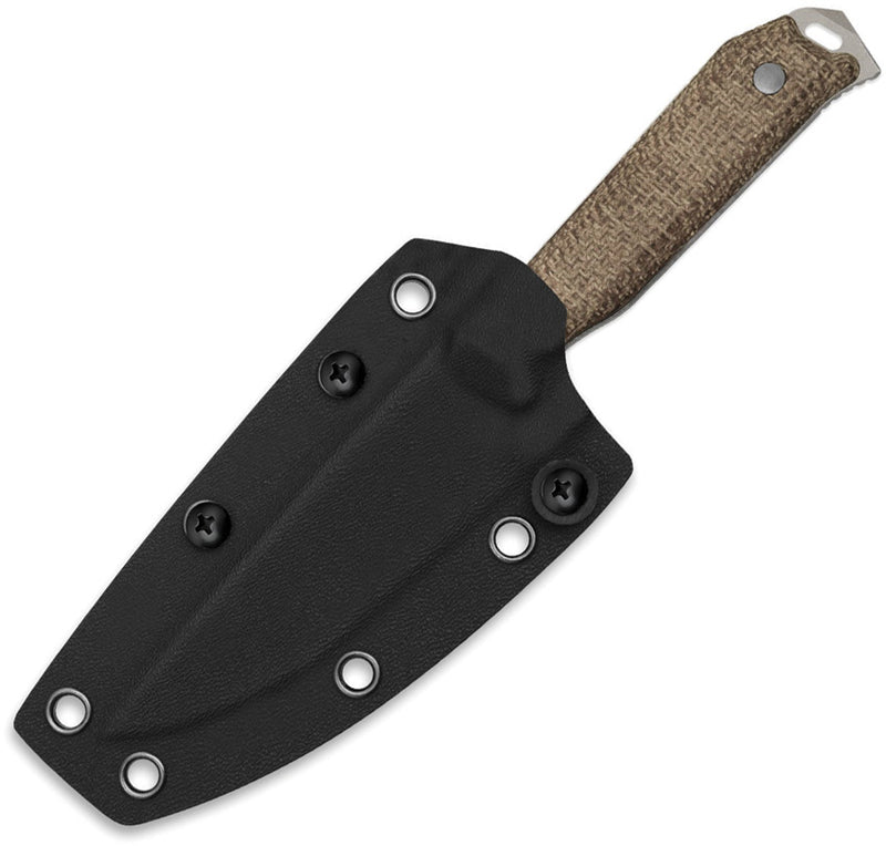 Kizer Begleiter Fix Brown Burlap Micarta (3.78" Gray Stonewashed 3V) Fixed Blade Knife [1045MD1] - product view 4