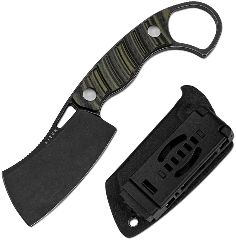 Kizer Little Rhino G10 (Olive Green & Black) (2.72" D2) Fixed Blade Knife [ 1065A3] - product view 3