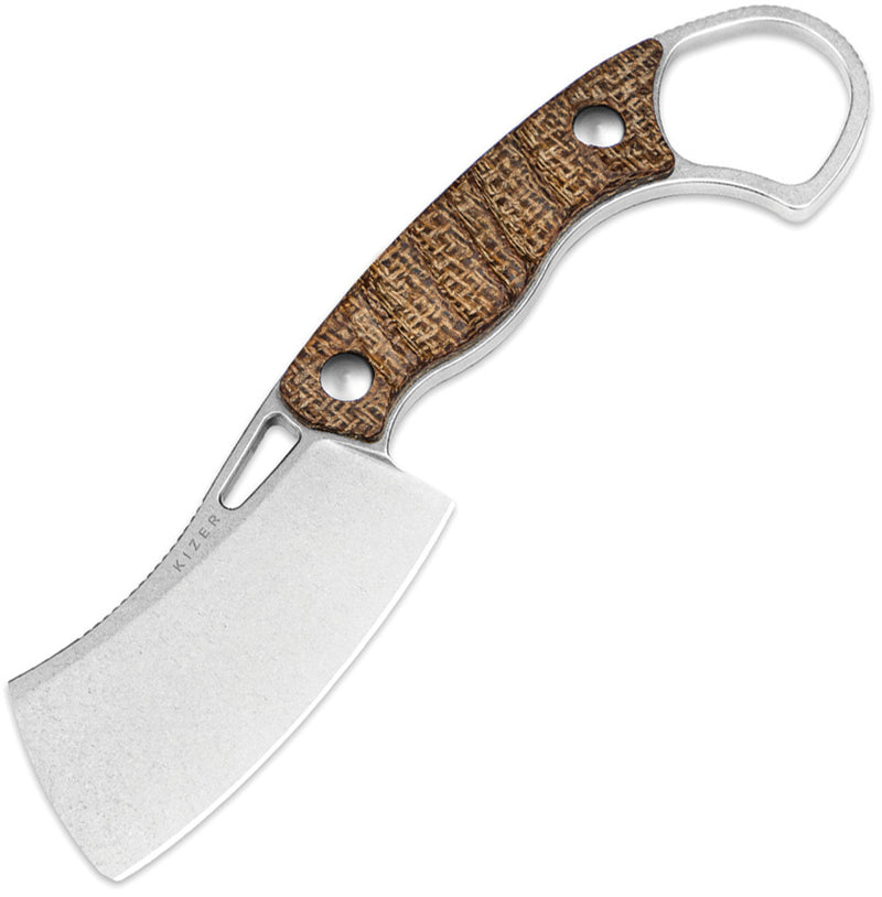 Kizer Little Rhino Brown Burlap Micarta (2.72" AEB-L) Fixed Blade Knife [ 1065A4] - product view 1