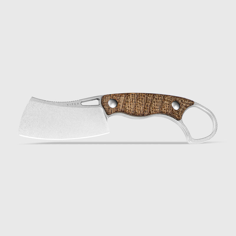 Kizer Little Rhino Brown Burlap Micarta (2.72" AEB-L) Fixed Blade Knife [ 1065A4] - product view 6
