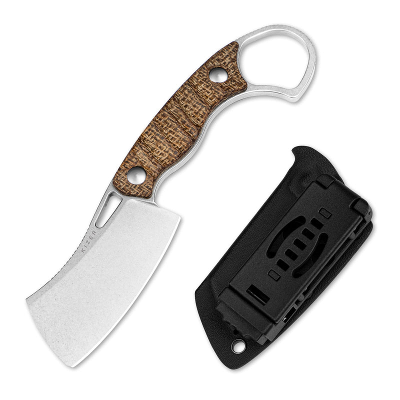 Kizer Little Rhino Brown Burlap Micarta (2.72" AEB-L) Fixed Blade Knife [ 1065A4] - product view 7