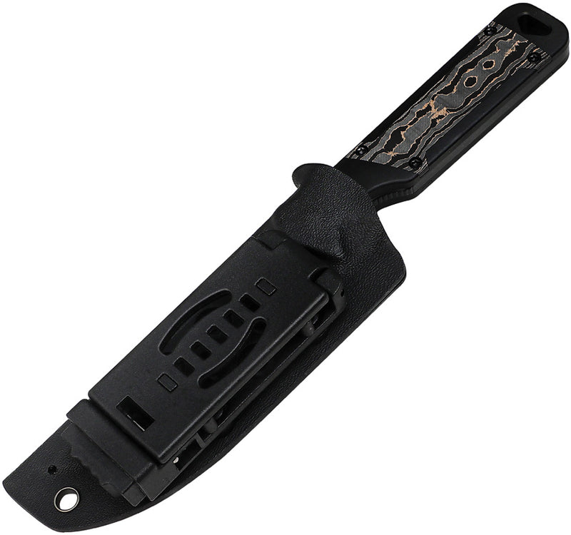 Kizer Militaw Black & Gold Aluminium & Gold Fat Carbon (3.83" S35VN) Fixed Blade Knife [1067A1] - product view 3