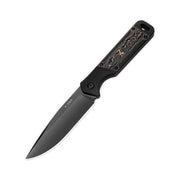 Kizer Militaw Black & Gold Aluminium & Gold Fat Carbon (3.83" S35VN) Fixed Blade Knife [1067A1] - product view 6
