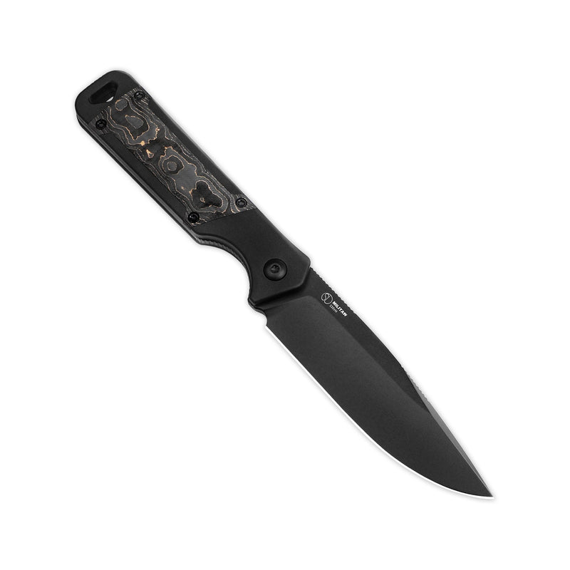 Kizer Militaw Black & Gold Aluminium & Gold Fat Carbon (3.83" S35VN) Fixed Blade Knife [1067A1] - product view 7