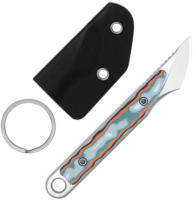 Kizer Cannoli Multicolored vortex pattern micarta (1.00" Satin AUS-10) Fixed Blade Knife [1089A1] - product view 3