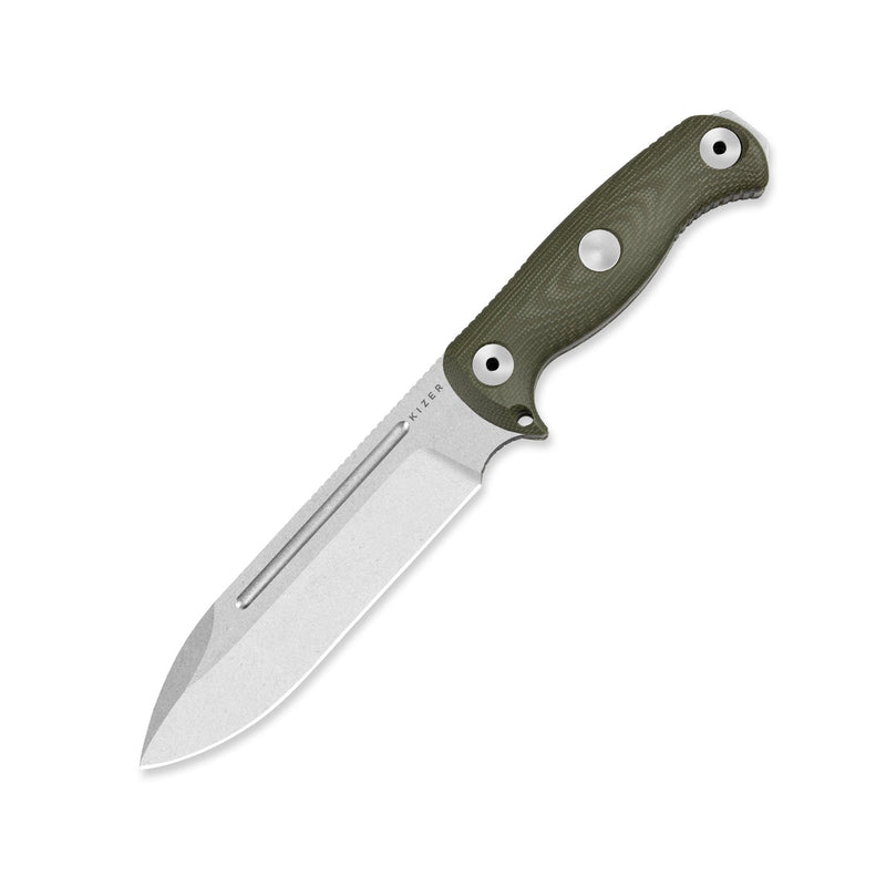 Kizer Drop Bear Fix 7 Green Micarta (6.51" Stonewashed AEB-L) Fixed Blade Knife [1103A1] - product view 5