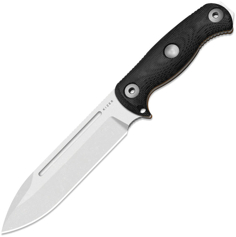 Kizer Drop Bear Fix 7 HexShox™ Black & Orange Micarta & TPE AEB-L Fixed Blade Knife [1103HSD1] - product view 1