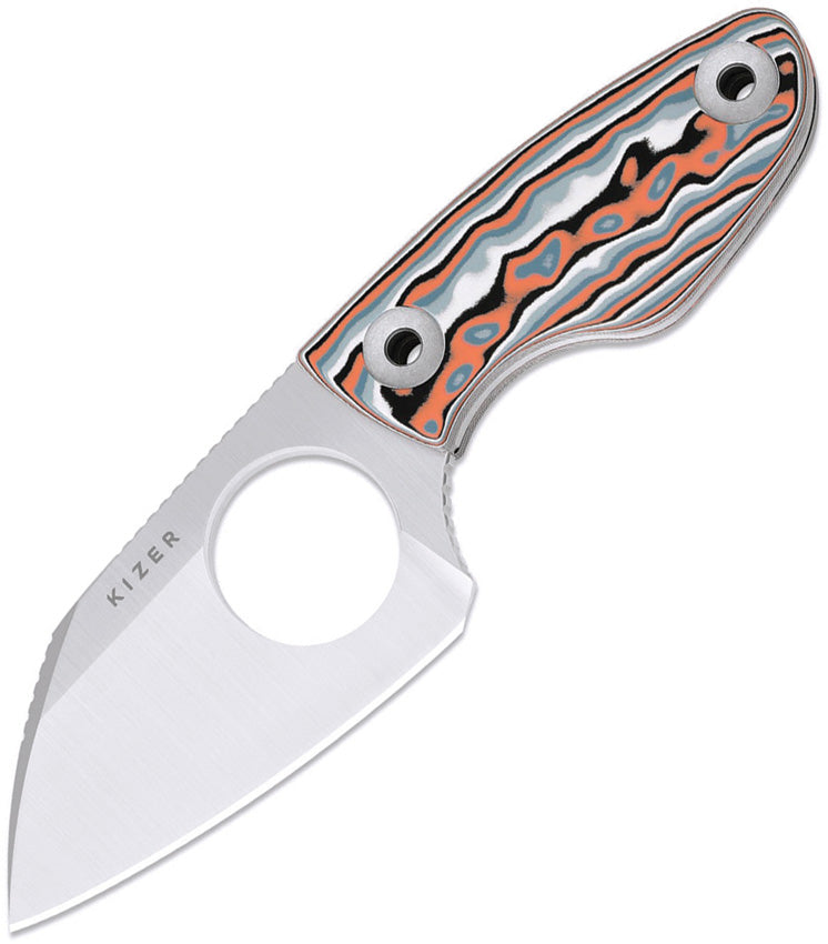 Kizer Nightjar Multicolored vortex pattern micarta AUS-10 Fixed Blade Knife [1114A3] - product view 1