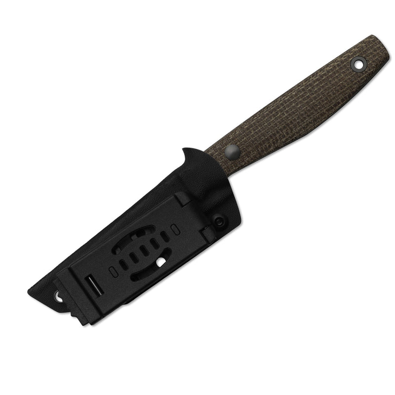 Kizer Dingo Brown Micarta (3.51" Gray PVD Coating & Stonewashed AEB-L) Fixed Blade Knife [1121A1] - product view 6