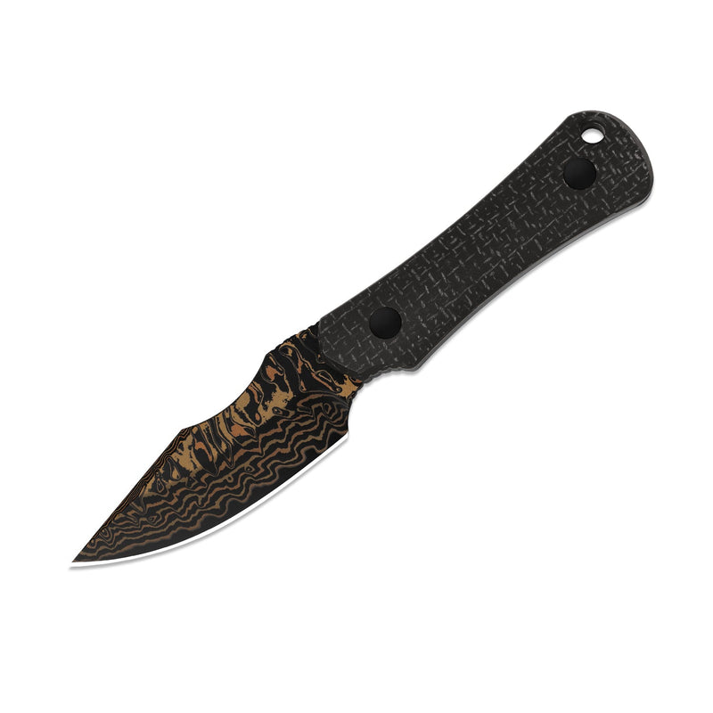 Kizer Bone Black Micarta (3.23" Acid-Washed Copper Damascus) Fixed Blade Knife [1122A2] - product view 5
