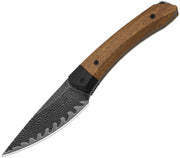 Kizer Momo Fix 3 Brown & Black Mkuruti Wood & G10 (3.2" Acid-Washed & Stonewashed Takefu VG-10 Damascus) Fixed Blade Knife [1124A1] - product view 1