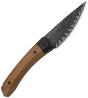 Kizer Momo Fix 3 Brown & Black Mkuruti Wood & G10 (3.2" Acid-Washed & Stonewashed Takefu VG-10 Damascus) Fixed Blade Knife [1124A1] - product view 3