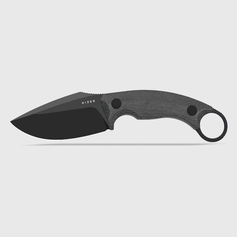 Kizer Cabox II Black Micarta (3.59" Black PVD Coating AEB-L) Fixed Blade Knife [1128A1] - product view 3