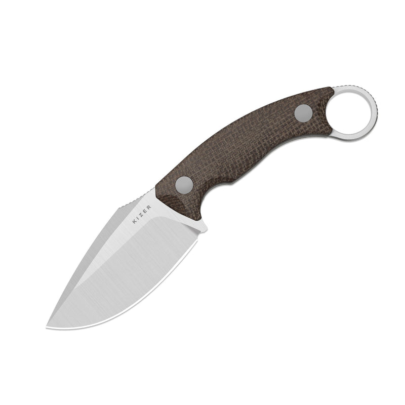 Kizer Cabox II Brown Micarta (3.59" Satin AEB-L) Fixed Blade Knife [1128A2] - product view 4