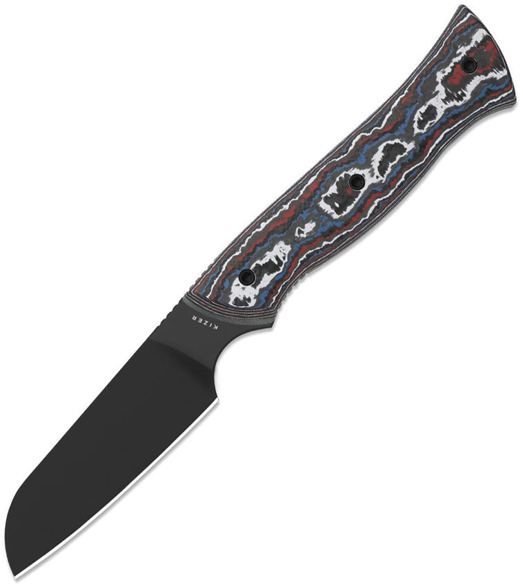 Kizer Whip Tail Multicolored FatCarbon Nebula & GID G10 (3.25" Black Coating CPM 10V) Fixed Blade Knife [1131A1] - product view 1