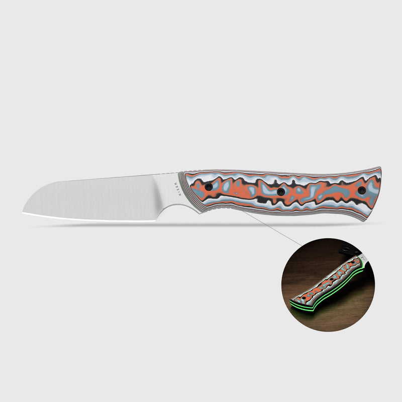 Kizer Whip Tail Multicolored vortex pattern micarta & GID G10 (3.25" Satin AEB-L) Fixed Blade Knife [1131A2] - product view 3
