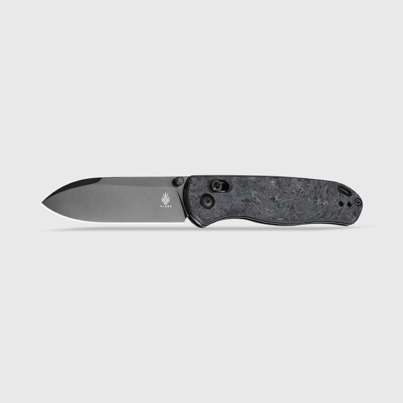 Kizer Drop Bear Black & Blue & Purple Fatcarbon (2.95" S35VN) Folding Knife [KI3619A4] - product view 6