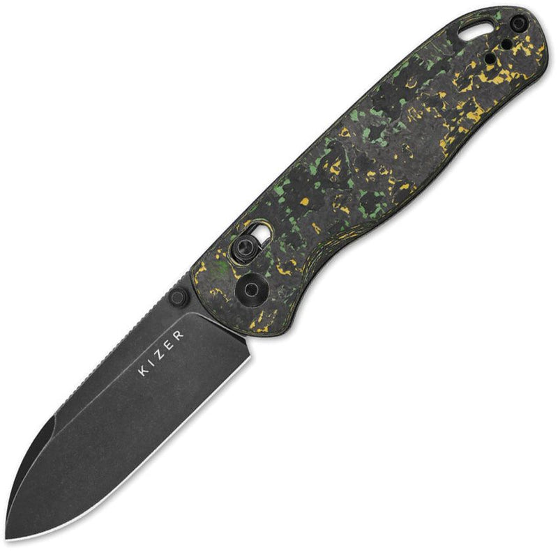 Kizer Drop Bear Clutch Lock CF Folding Knife [KI3619A6]