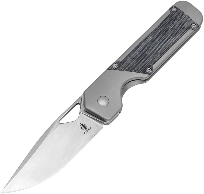 Kizer Militaw Black&Gray Titanium+Micarta (3.35" S35VN) Folding Knife [KI3634A1] - product view 1