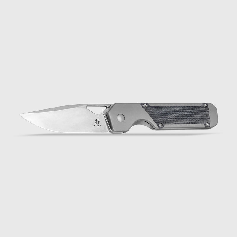 Kizer Militaw Black&Gray Titanium+Micarta (3.35" S35VN) Folding Knife [KI3634A1] - product view 5