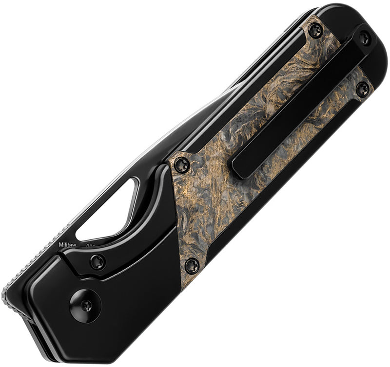 Kizer Militaw Black & Gold Titanium & Fatcarbon (3.36" S45VN) Folding Knife [KI3634A3] - product view 2