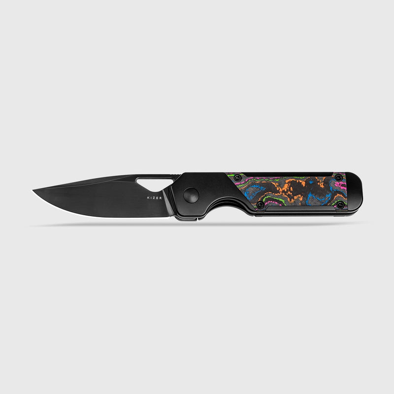 Kizer Mini Militaw multicolored Titanium+Camo Carbon 80'S (2.82" M390) Folding Knife [KI3634SA1] - product view 6