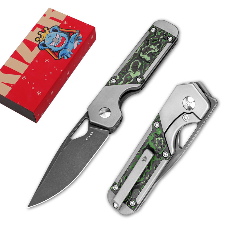 Kizer Mini Militaw multicolored Titanium+Jungle Wear (2.82" S45VN) Folding Knife [KI3634SA2] - product view 7