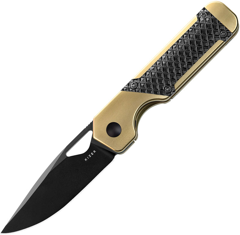 Kizer Mini Militaw Black&Gold Titanium+Zirconium (2.82" S45VN) Folding Knife [KI3634SA3] - product view 1