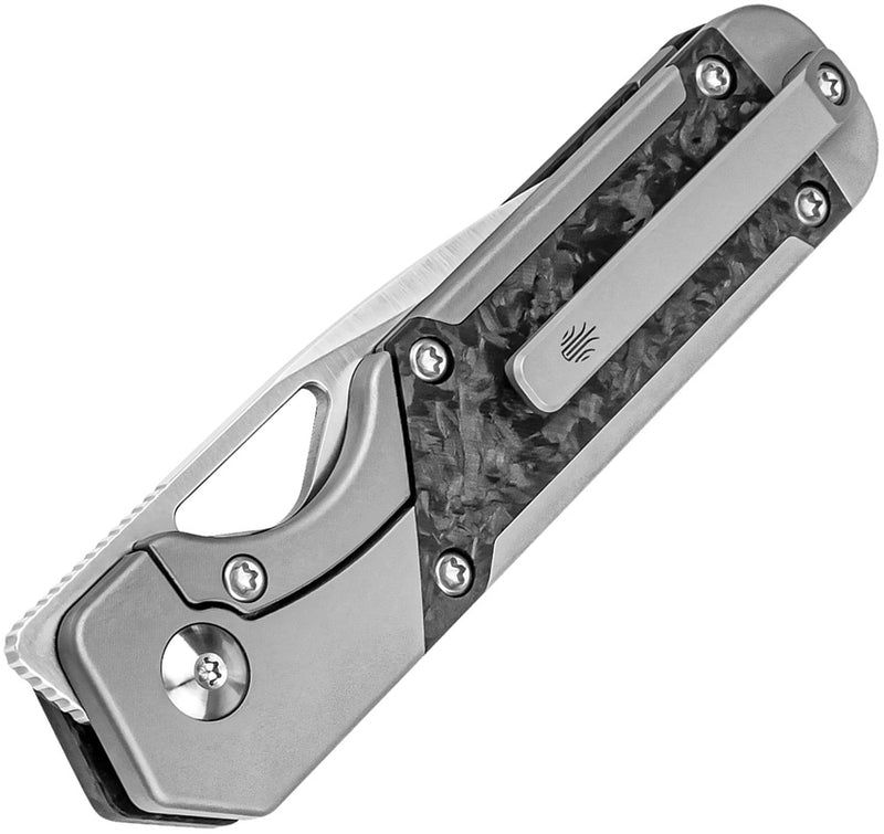 Kizer Mini Militaw Grey & Black Titanium+Carbon fiber (2.82" S45VN) Folding Knife [KI3634SA4] - product view 2