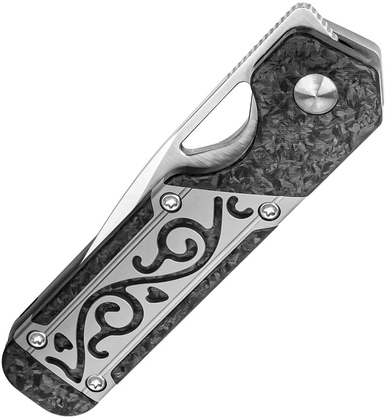 Kizer Mini Militaw Grey & Black Titanium+Carbon fiber (2.82" S45VN) Folding Knife [KI3634SA4] - product view 5